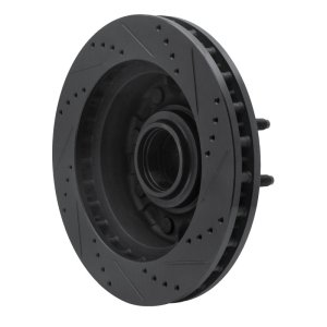 Ford F-250 Brake Rotor (1) - Front Left - R1 Concepts - Drilled & Slotted - Black - `99-`02